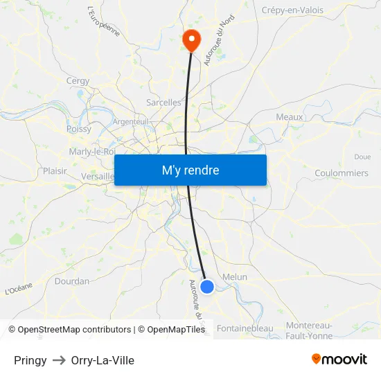 Pringy to Orry-La-Ville map