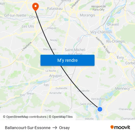 Ballancourt-Sur-Essonne to Orsay map