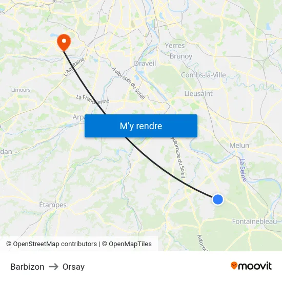 Barbizon to Orsay map