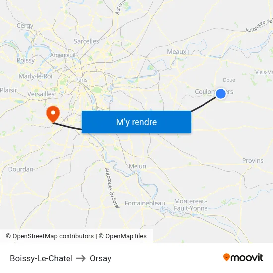 Boissy-Le-Chatel to Orsay map