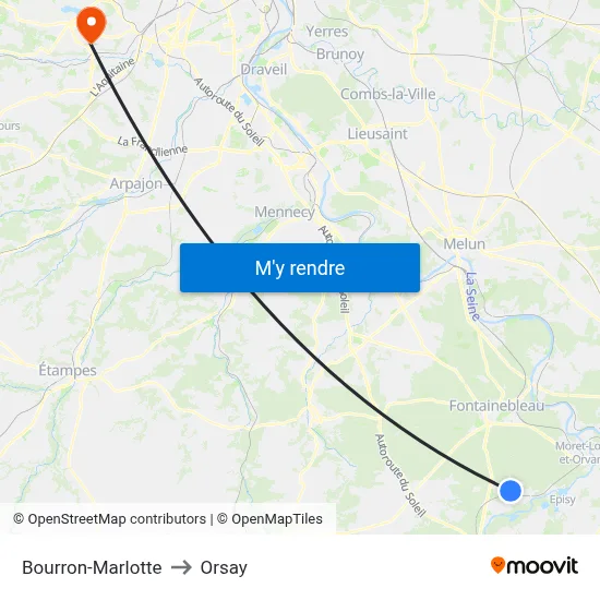 Bourron-Marlotte to Orsay map
