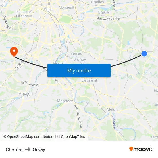Chatres to Orsay map