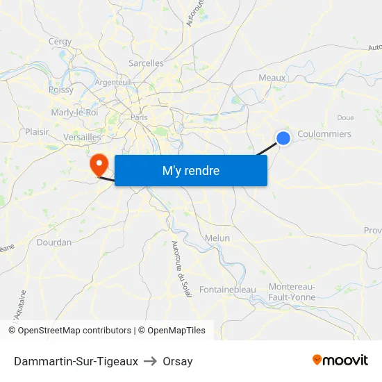 Dammartin-Sur-Tigeaux to Orsay map