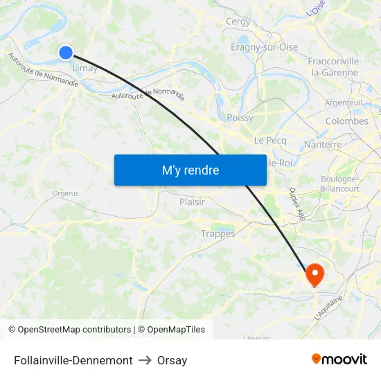 Follainville-Dennemont to Orsay map