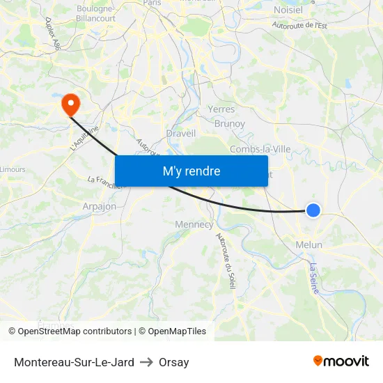 Montereau-Sur-Le-Jard to Orsay map