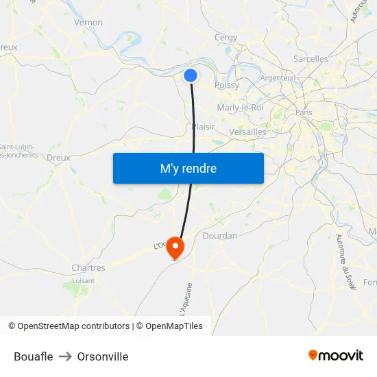 Bouafle to Orsonville map