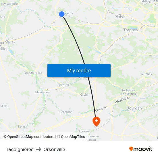 Tacoignieres to Orsonville map