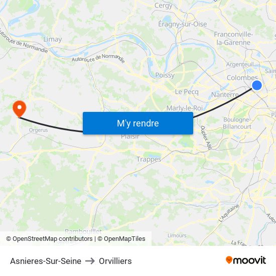 Asnieres-Sur-Seine to Orvilliers map