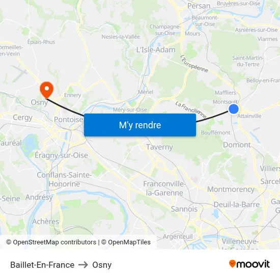 Baillet-En-France to Osny map