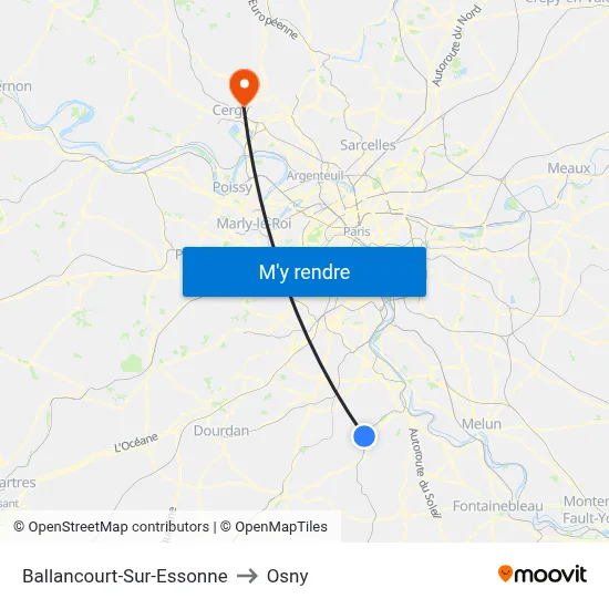 Ballancourt-Sur-Essonne to Osny map