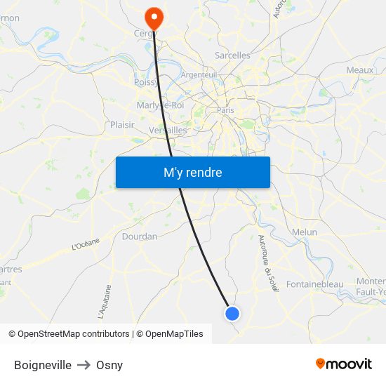 Boigneville to Osny map