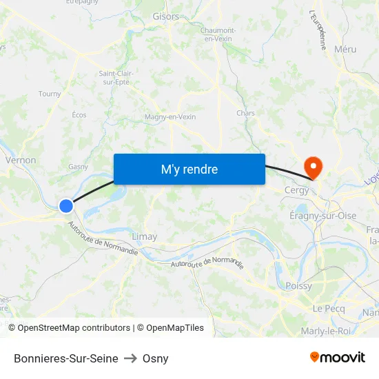 Bonnieres-Sur-Seine to Osny map