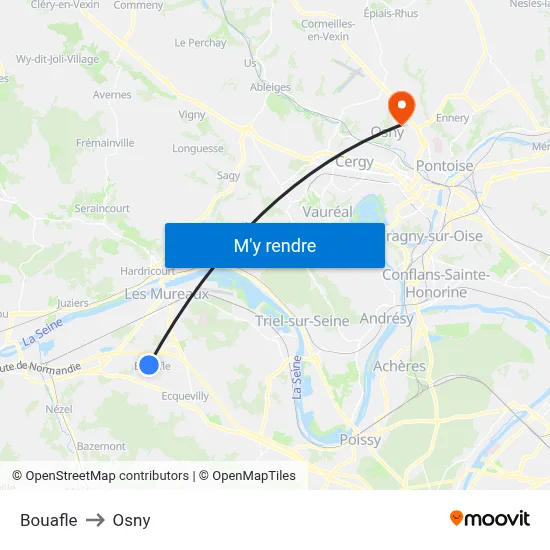 Bouafle to Osny map