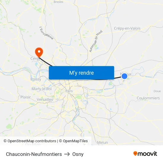 Chauconin-Neufmontiers to Osny map