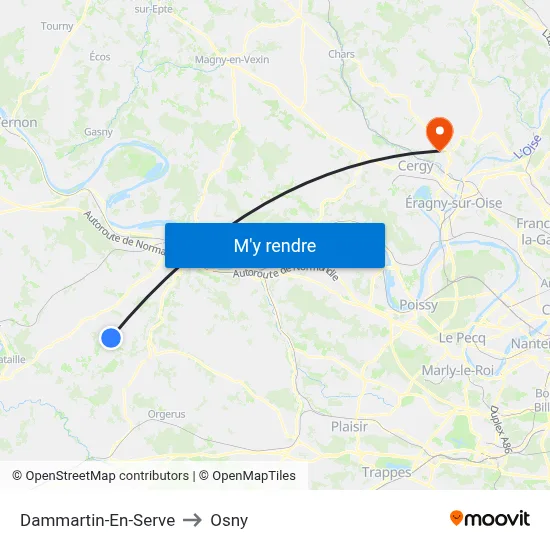 Dammartin-En-Serve to Osny map