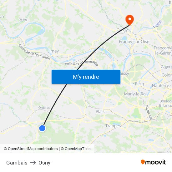 Gambais to Osny map