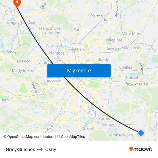 Grisy-Suisnes to Osny map