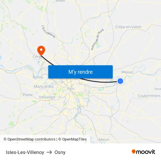 Isles-Les-Villenoy to Osny map