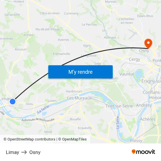 Limay to Osny map