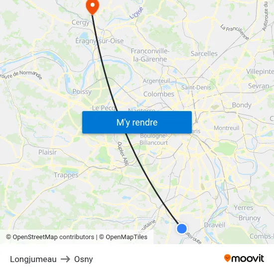Longjumeau to Osny map