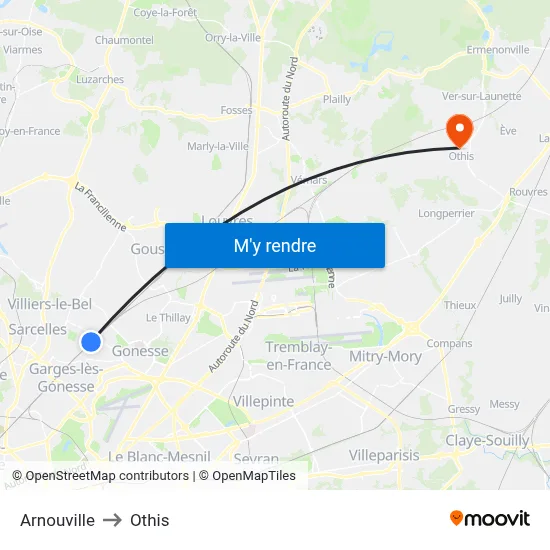 Arnouville to Othis map