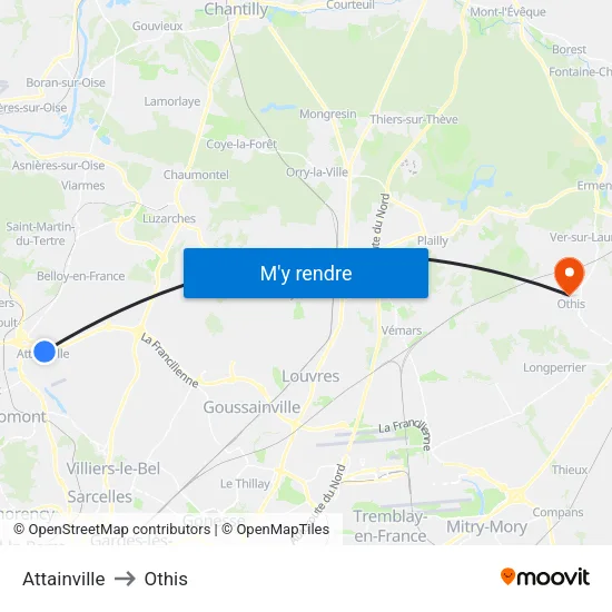 Attainville to Othis map