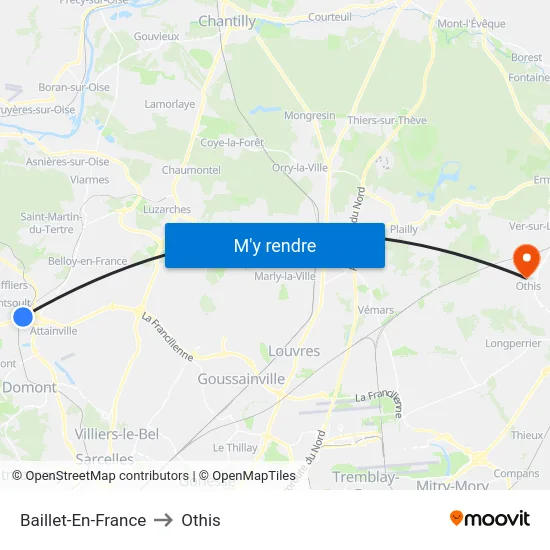 Baillet-En-France to Othis map