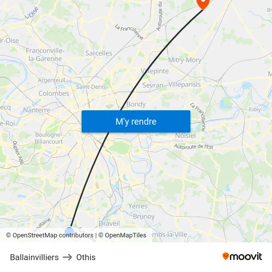 Ballainvilliers to Othis map