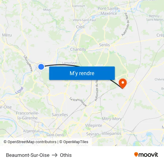 Beaumont-Sur-Oise to Othis map