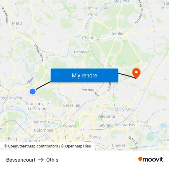 Bessancourt to Othis map
