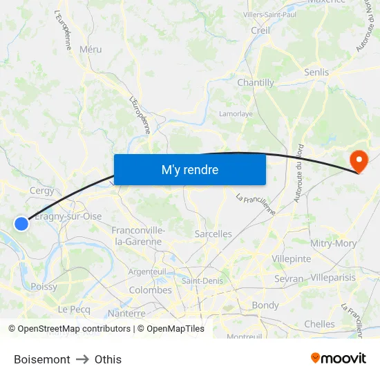 Boisemont to Othis map