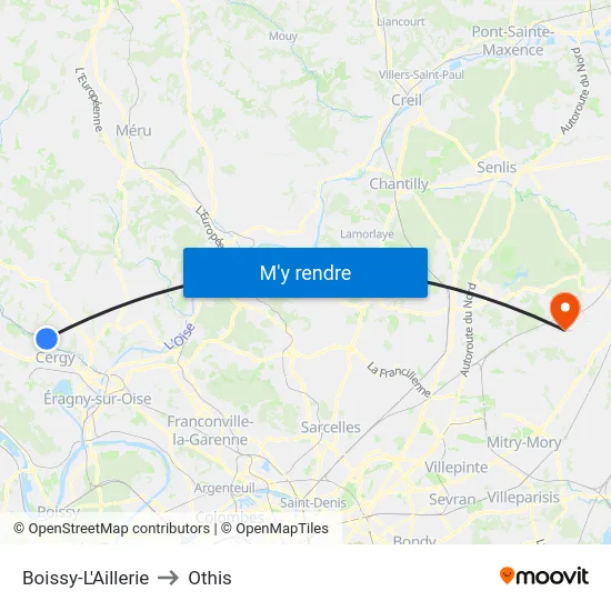Boissy-L'Aillerie to Othis map