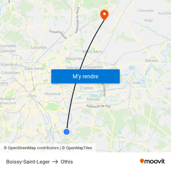 Boissy-Saint-Leger to Othis map