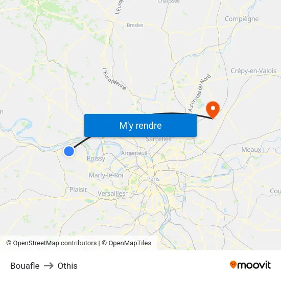 Bouafle to Othis map