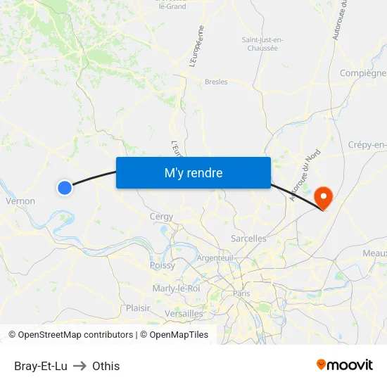 Bray-Et-Lu to Othis map