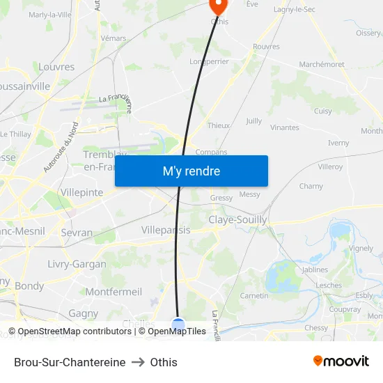 Brou-Sur-Chantereine to Othis map