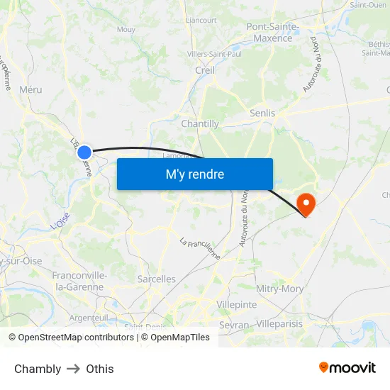 Chambly to Othis map
