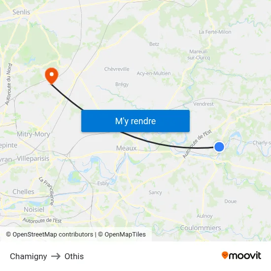 Chamigny to Othis map