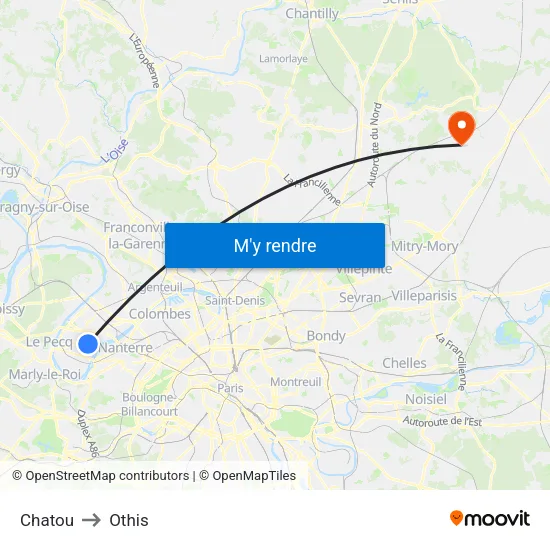 Chatou to Othis map
