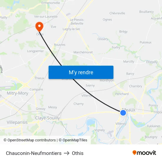 Chauconin-Neufmontiers to Othis map