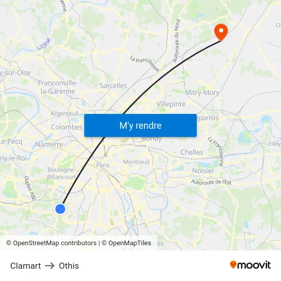 Clamart to Othis map