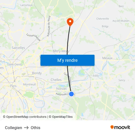 Collegien to Othis map