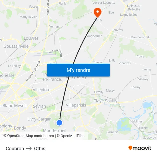 Coubron to Othis map