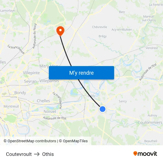 Coutevroult to Othis map