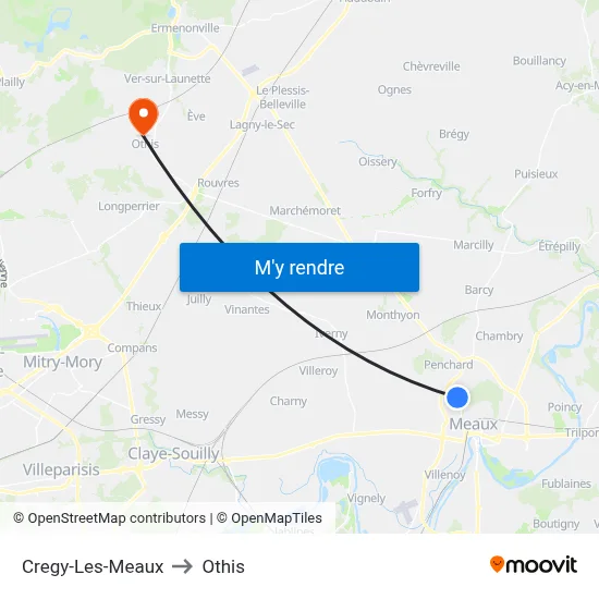 Cregy-Les-Meaux to Othis map