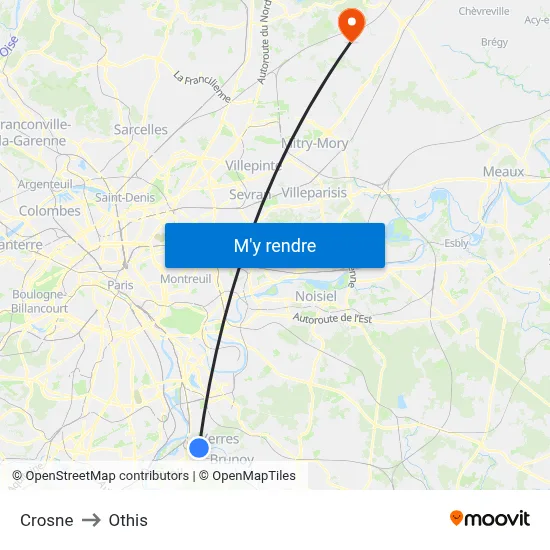 Crosne to Othis map