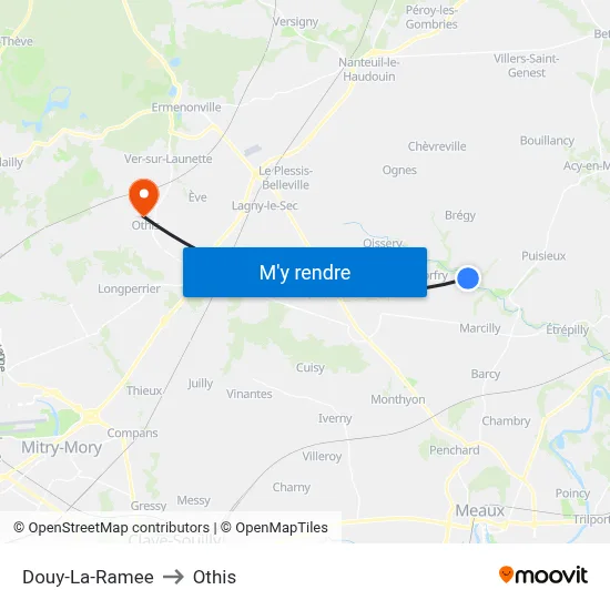 Douy-La-Ramee to Othis map