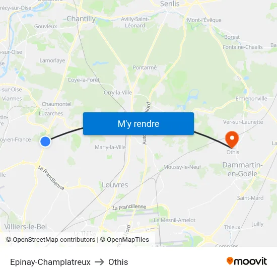Epinay-Champlatreux to Othis map