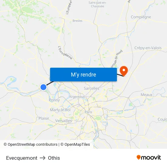 Evecquemont to Othis map