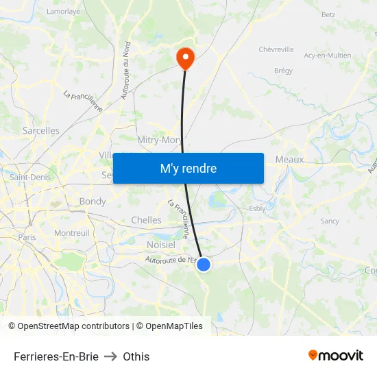 Ferrieres-En-Brie to Othis map